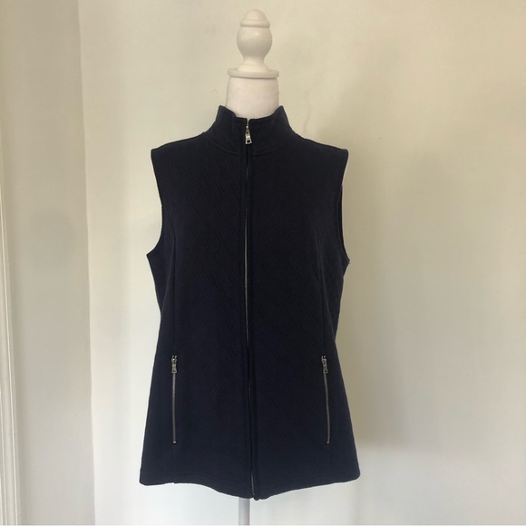 croft & barrow Jackets & Blazers - NEW! CROFT & BARROW Women’s Navy Mock Neck Sleeveless Full Zip Vest Sz L